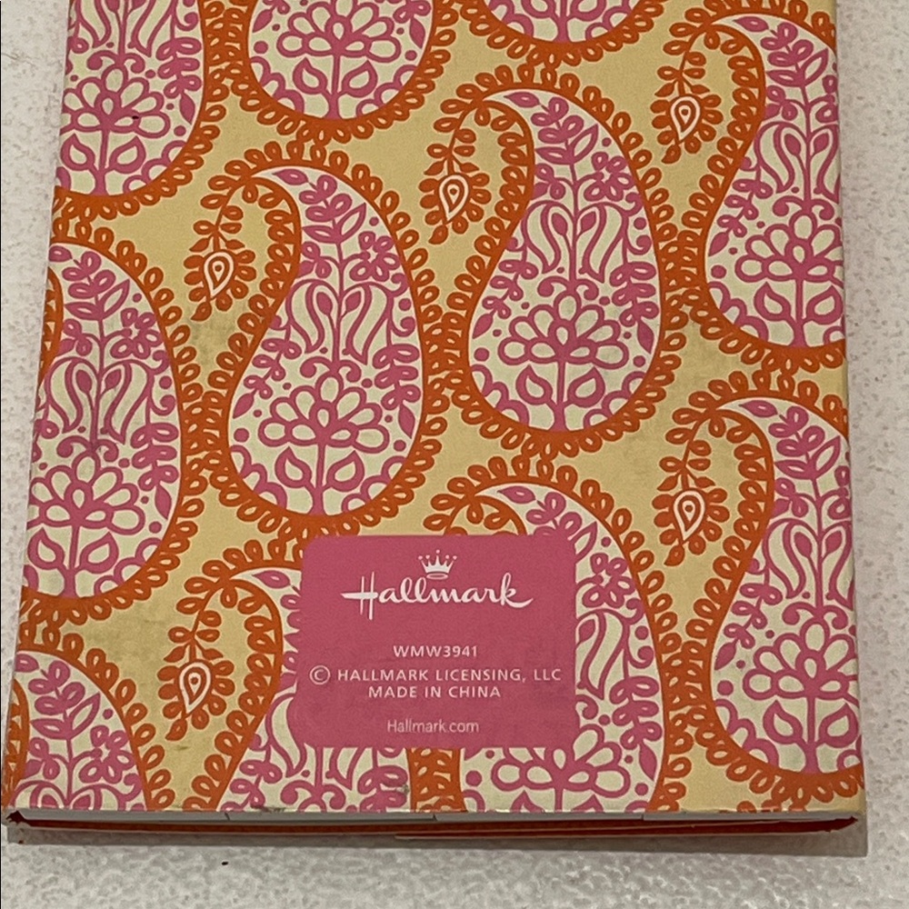 Hallmark Sticky Notes Memo Pad Folio Set Pink Yellow Orange Paisley Stationary